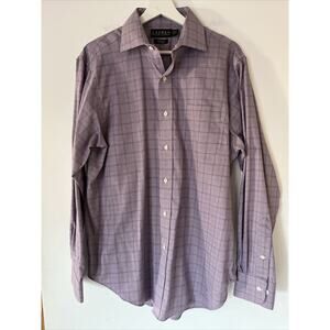 Lauren Ralph Lauren Men Classic Fit Non-Iron Button Up Plaid Shirt 16 34/35 Plum